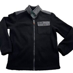 G.H. Bass Fleece Jacket Men Small Black Pockets Mock Neck Long‎ Sleeve Work Wear